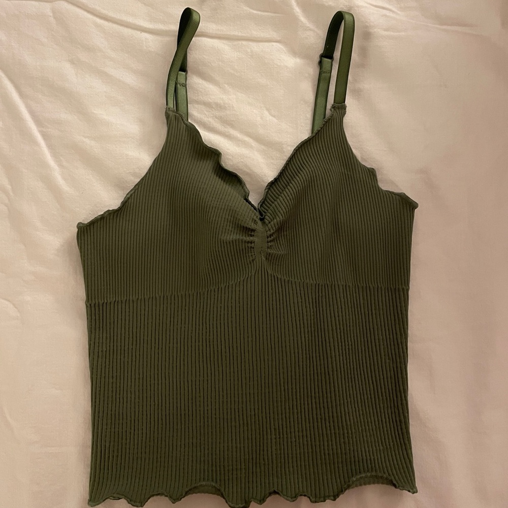BDG Dark Green Ribbed tank top
